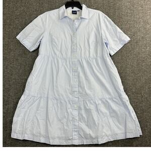 Gap Tiered Shirt Dresss Small Blue Stripes Mini Babydoll Cotton Casual Beach